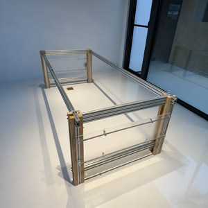 Aluminum Extruded Material <b>Office</b> Desk Legs Support Glass Slab Marble <b>Table</b> Frame Solid Wood Slab Support - Product Image 1