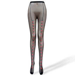 Saint Valentin Vente Chaude Filles Sexy <span class=keywords><strong>Blanc</strong></span> Mince Petit Collants Résille Collants Avec Motif Coeur Rouge Bas pour Femmes - Product Image 4