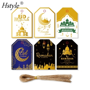 48Pcs Muslim Eid Mubarak Tag Ramadan Festival Party Decor Gift Bag Boxes Hang Tags Decor Star Moon Small Tag Eid Supplies SD1587