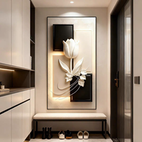 Décoration murale moderne pour la maison, art floral de luxe haut de gamme, feuille de Ginkgo, entrée, peinture décorative en porcelaine de cristal haut de gamme