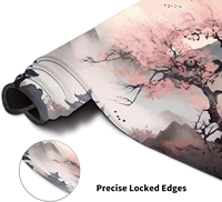 Tapis de souris de jeu professionnel grand format, motif paysage anime fleurs de pêcher, en caoutchouc, imperméable, anti-rayures, bords cousus, en stock