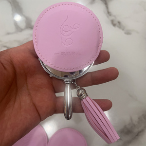 Tùy Chỉnh Cầm Tay Kim Loại Gương Với Da Bìa Trang Trí Trống Kim Loại Khá Trang Điểm Nhỏ Gọn Gương - Product Image 6