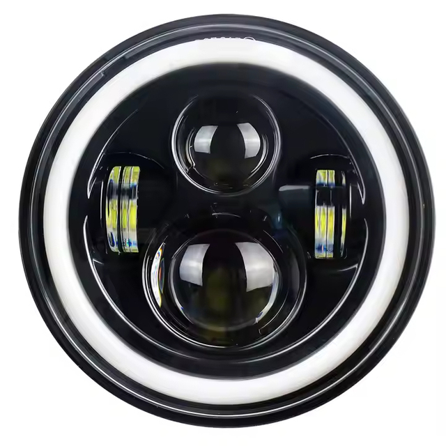 7-Inch LED Headlights with Halo Ring Turn Signal White/Amber Low Beam Headlamp for Cars Autos Motorcycles Vehicles