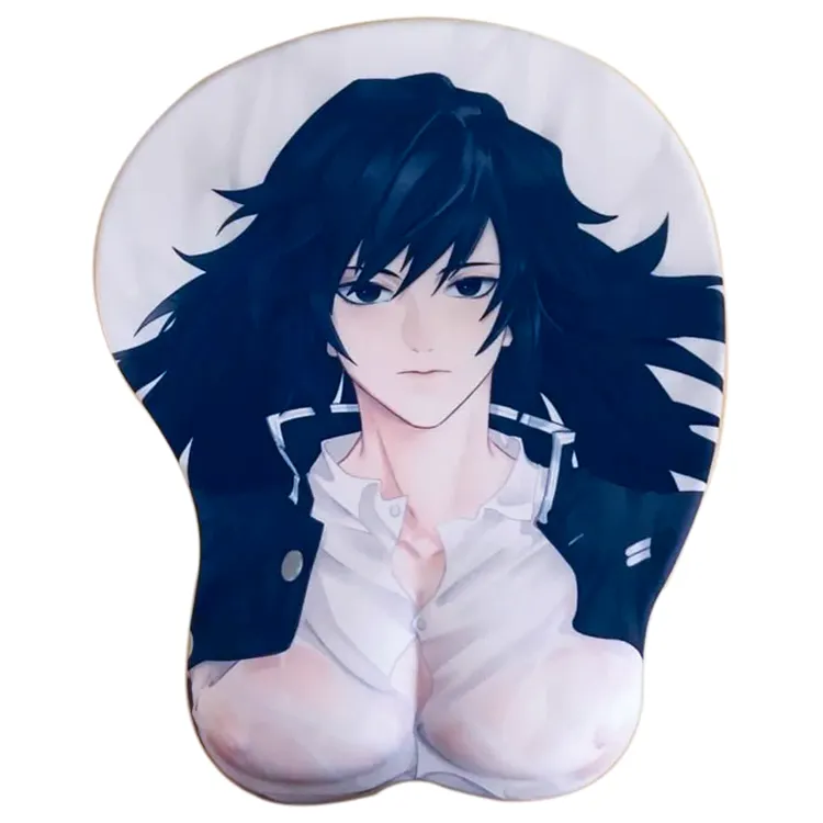 Kartun anime 3D pria versi dada otot mouse pad silikon lembut sandaran pergelangan tangan mendukung mouse pad pabrik kustom desain gratis