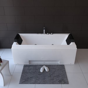 <span class=keywords><strong>Baignoire</strong></span> à remous moderne rectangulaire de 1,70 m autoportante en acrylique blanc écologique pour adultes, pour se baigner dans un appartement - Product Image 1