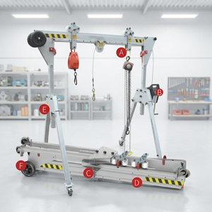 Grúa Pórtico Ligera Plegable de Aleación de Aluminio de 1 y 2 Toneladas, Grúa Pórtico Móvil de Altura Ajustable, Precio de Grúa Pórtico de Aluminio Portátil - Product Image 1