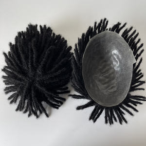 Peluca de densidad pesada Remy indio para hombres pelucas de cabello permanente con rastas de piel fina pu completa para hombres con <span class=keywords><strong>pelo</strong></span> <span class=keywords><strong>corto</strong></span> - Product Image 1