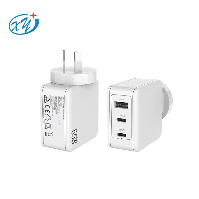 GaN 65w Power Adapter AUS Plug 3 Ports QC 3.0 PPS Type-C Pd Mobile Phone Travel Chargers 65W Gan Charger