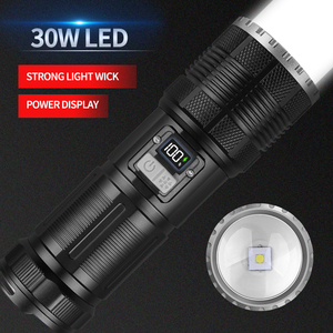 30W LED + COB แสงสีขาวแสงสีแดงในตัว6000มิลลิแอมป์ไฟฉายส่องสว่างในระยะไกล1500เมตรพร้อมหน้าจอพลังงาน - Product Image 6