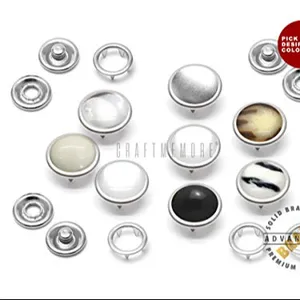 Custom Silver Brass Rim Setting Pearl Snaps Fasteners Pearl Like Prong Snap Button for Western Shirt Clothes Popper Studs