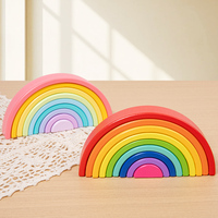 Ensemble de blocs d'empilage en bois arc-en-ciel pour l'éducation précoce, arches, puzzle d'empilage Montessori, jouets éducatifs pour bébés, tours pour enfants, tout-petits