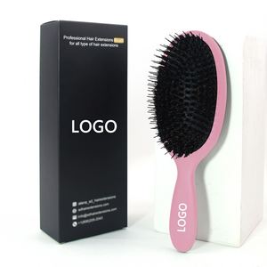 Custom logo Large Hair Extensions <b>Brush</b> Rubber Handle Hair <b>Detangle</b> <b>Brush</b> with Paper Box Packaging Bulk Blank Boar Bristle <b>Brush</b> - Product Image 1