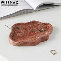 WISEMAX 가구 미니멀리스트 이탈리아 천연 대리석 트레이 보석 접시 식탁 웨딩 라마단 소형 트래버틴 스톤 트레이