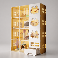 Maison pour animaux de compagnie en plastique solide pliable à trois niveaux, armoire pour chat, lit d'intérieur, villa, cage, très grande, avec toilette intégrée