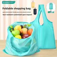 Tas Belanja Lipat Portabel Ramah Lingkungan dari Serat Poliester dengan Logo Kustom Cetak Warna-warni Kapasitas Besar Warna Solid Promosi