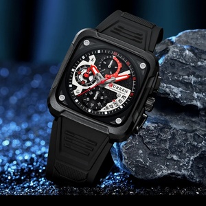 Montres pour hommes CURREN 8461, marque haut de gamme, montre-bracelet à quartz carrée de luxe, originale, étanche, chronographe lumineux pour hommes - Product Image 2