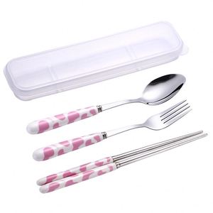 <b>Camping</b> <b>Storage</b> <b>Box</b> Travel Stainless Steel Silverware With Portable Cutlery Set Ceramic Handles - Product Image 5