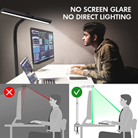 Lampe de bureau LED à col de cygne en aluminium, tête large, éclairage électrique simple et grand format, style nordique moderne, avec interrupteur à bouton, luminosité réglable, anti-éblouissement