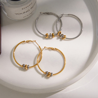 Anting J&D Geometric Multi Hoop Huggie Dua Warna Emas Perak Berlapis Baja Tahan Karat Modern Minimalis Dapat Ditumpuk Perhiasan Telinga
