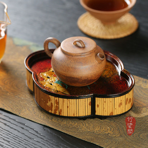Lacquered Bamboo <b>Tea</b> <b>Tray</b> Irregular Shape Water Storage Dry Brewing Table Guizhou Craft Teaware Stand - Product Image 4