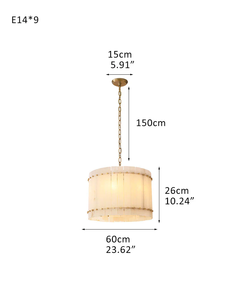 Customized Antique Brass Chandelier, Art Copper <strong>Alabster</strong> Shade Luxury Villa Foyer Pendant Light Project Design - Product Image 4