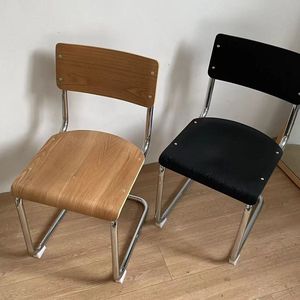 Chaise à dossier en bois minimaliste moderne avec structure métallique pour salle à manger, usage adulte - Product Image 4