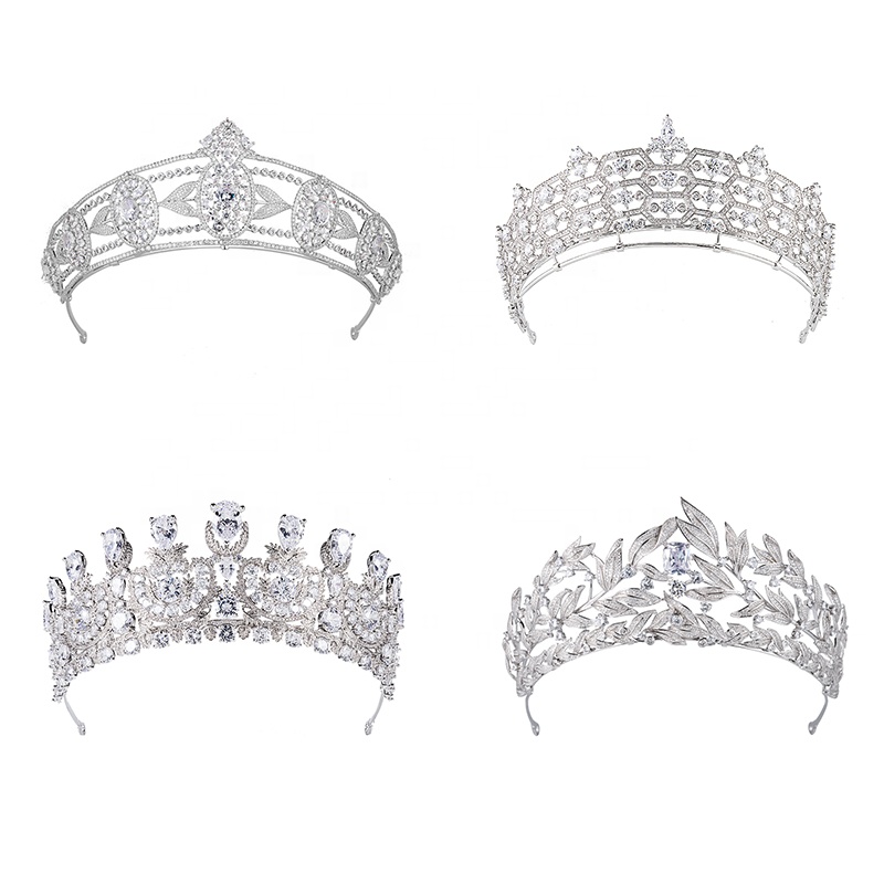 Stili misti Queen Crowns Zirconia diaras donna zircone gioielli per capelli Tiara Princess Diadem per accessori da sposa per feste di spettacolo