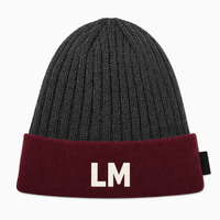 Casquette d'hiver tricotée personnalisée 100 % acrylique bleu marine et blanc avec logo brodé jacquard, coupe ajustée, pour usage quotidien, cadeau de vacances
