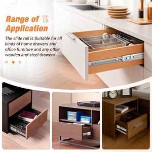 Corredera telescópica de cajón de 35 mm con extensión total de 3 pliegues, cierre suave, rodamientos de bolas, acero laminado en frío, carga de 21-50 kg, para gabinetes de cocina - Product Image 3