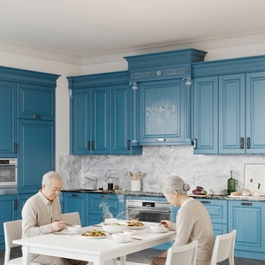 <span class=keywords><strong>Meuble</strong></span> de <span class=keywords><strong>cuisine</strong></span> intégral de style rétro français Kong Quelan, en bois massif blanc sculpté, avec panneau de <span class=keywords><strong>porte</strong></span> mouluré <span class=keywords><strong>haut</strong></span> de gamme, pour villa et <span class=keywords><strong>cuisine</strong></span> ouverte - Product Image 2
