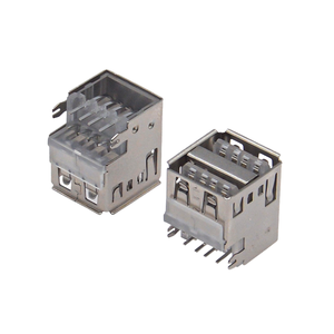 Connecteur USB-A femelle à angle droit, hauteur étendue 17,5 mm, type à sertir double couche avec broches coudées, noir, pour USB 2.0 - Product Image 4