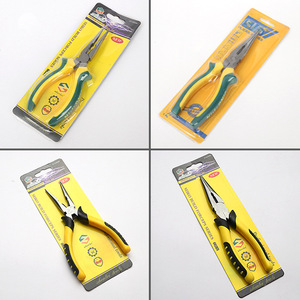 Alicates de Punta Fina de Acero al Carbono con Hoja Parcialmente Dentada, Grado Industrial, Mango Amarillo, Cortadores de Alambre - Product Image 4