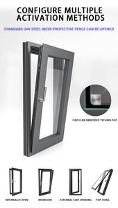 Fenêtre à battants moderne en alliage d'aluminium insonorisation intégrée fenêtre de balcon plate et ouverte qualifiée Energy Star - Product Image 4