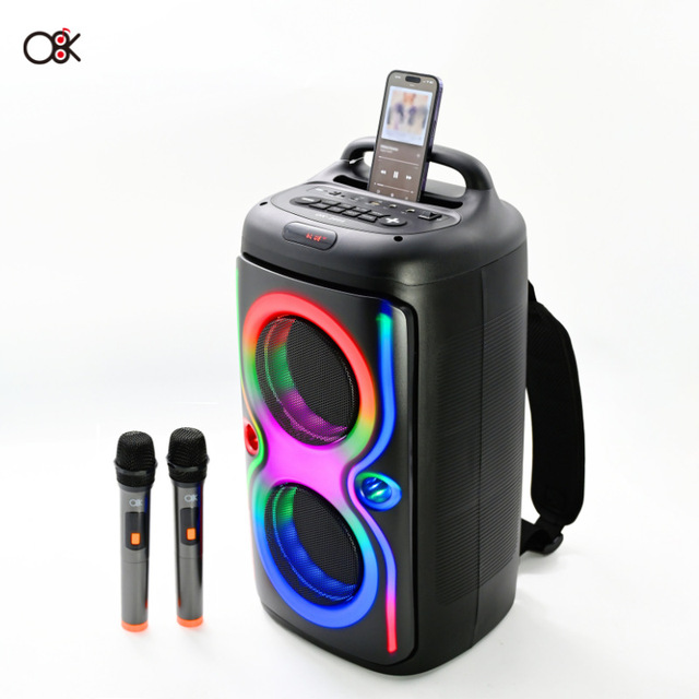 Outdoor Dual-speaker High-power Wireless  Portable RGB-lit square Dance Karaoke Backpack Audio System