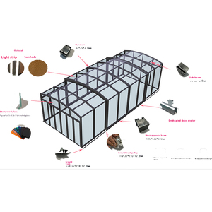 Recinto retráctil contemporáneo para patio Techo inclinado Alta carga <span class=keywords><strong>de</strong></span> nieve Terraza Balcón <span class=keywords><strong>de</strong></span> vidrio Sunrooms para apartamento Parque Patio - Product Image 5