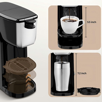Cafetière 2-en-1 pour dosettes K-Cup et café moulu, tailles de préparation de 6 à 14 oz, plateau d'égouttement réglable pour tasses de voyage