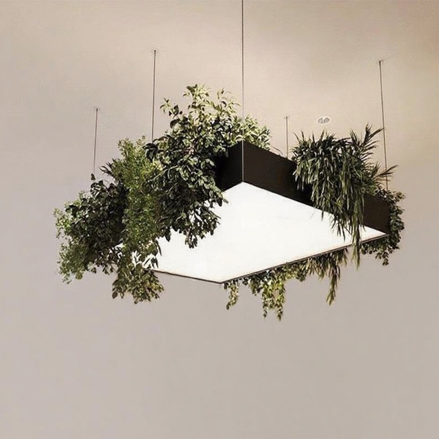 Wholesale Biophilic Design Pendant Light Artificial Greenery Chandelier for Office Restaurant Commercial Interior Decoration