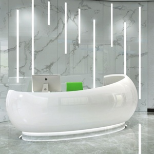 Hotel Modern Design Wood Beauty Salon Counter Front Desk <b>Table</b> <b>White</b> Reception Office Desk - Product Image 4