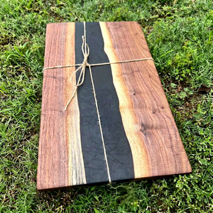 Acacia <b>Wooden</b> Charcuterie Board Resin Inlay Handmade Lacquered Eco-Friendly Food Safe Heavy Duty 1.5cm Thick Rectangle Shape - Product Image 1