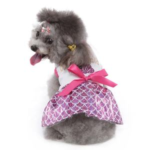 الأميرة حورية البحر مصغرة فستان زفاف فاخر للقطط والكلاب وردي القوس عقدة البوليستر طباعة ملابس الحيوانات الأليفة لموسم الخريف عيد الحب القط - Product Image 3