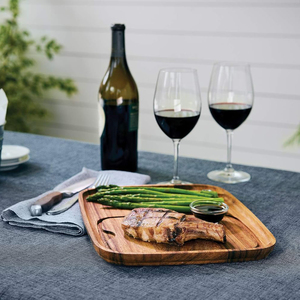 Plato para carne <span class=keywords><strong>de</strong></span> madera <span class=keywords><strong>de</strong></span> acacia con canal para jugo - Vajilla ecológica apta para lavavajillas - Product Image 2