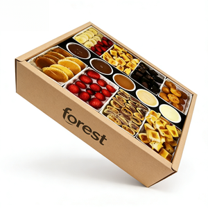 Boîtes à dessert en papier kraft recyclé noir avec couvercle et séparateurs ajustables pour fêtes, chocolats, biscuits, en-cas - Product Image 1