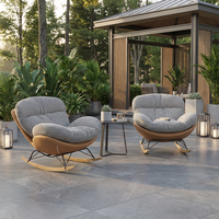 Fauteuil à bascule d'extérieur en rotin PE résistant aux intempéries, chaise longue moderne pour patio et jardin avec coussin à séchage rapide et structure antirouille