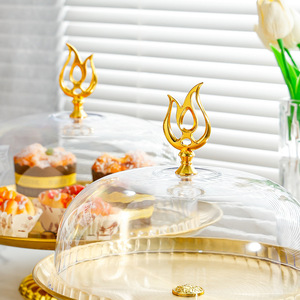 SA04 oro in acciaio inox vaschetta per dolci per uso domestico con <span class=keywords><strong>copertura</strong></span> in plastica trasparente per dolci pane piatto - Product Image 4
