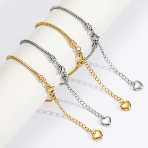 <span class=keywords><strong>Bracciale</strong></span> a Catena Serpente Unisex di Tendenza in Acciaio Inossidabile all'Ingrosso con Placcatura PVD in Oro 18k e Ciondolo a Cuore Rotondo Semplice Fai-da-Te - Product Image 3