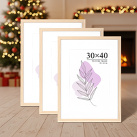 Baoee Bingkai MDF Kokoh Kayu Ek Persegi Panjang Set 3 Passepartout 21X30Cm (A4) Meja Kaca Akrilik Tahan Pecah Foto Poster 2 Warna