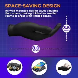 Soporte de Pared para Pelotas, Diseño de Mano Esculpida Negra, para Pelotas de Béisbol y Tenis, Almacenamiento Seguro para Niños - Product Image 6