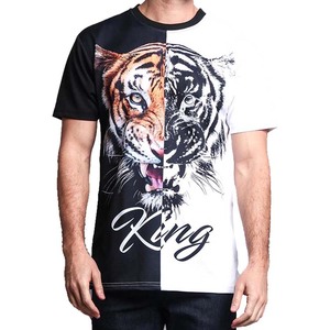 T-shirt pour hommes, imprimé animal, en coton, couture, sublimation, prix d'usine - Product Image 1