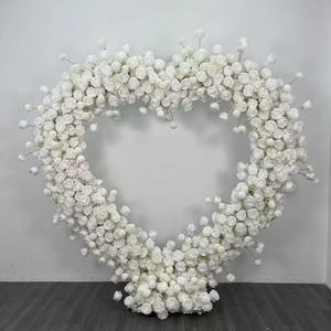 L08-5 corno a forma di cuore personalizzato a buon mercato buon prezzo arco composizione floreale cuore bianco fiore artificiale arco per il matrimonio - Product Image 5