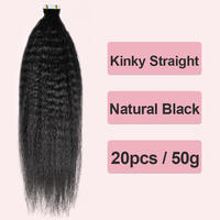 Extensiones de Cabello Humano 100% Virgen Remy con Cinta Adhesiva Invisible, Cabello Lacio Rizado, 100g, Venta al por Mayor, para Mujeres Negras, YEUNG BEAUTY
